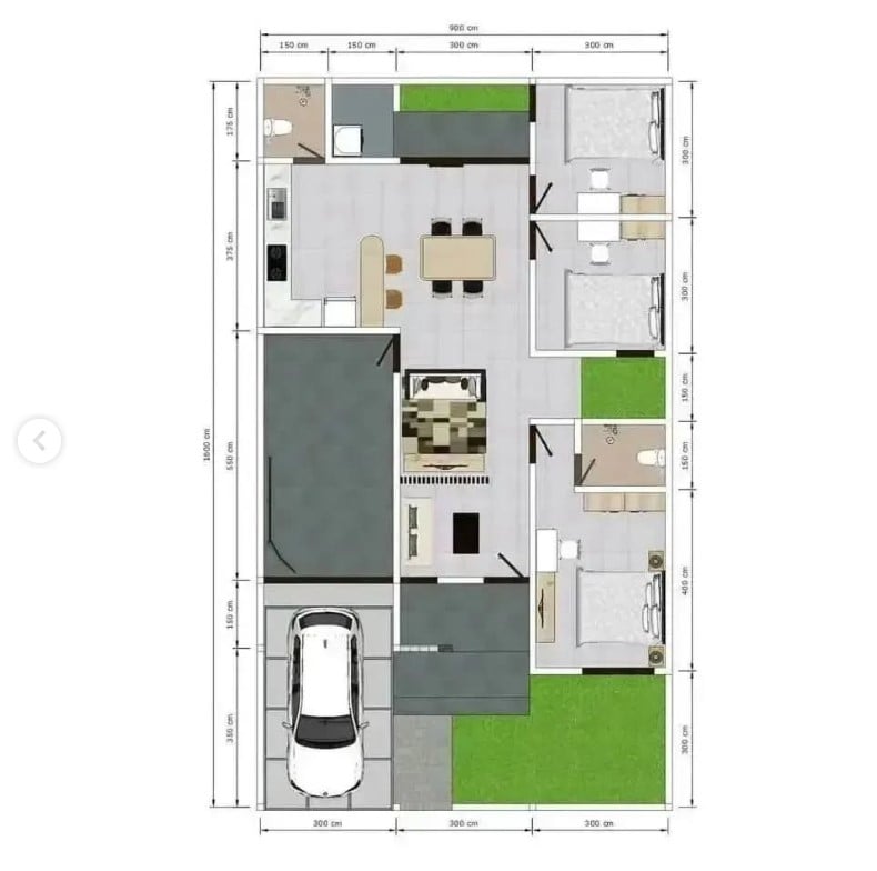 Denah Rumah Minimalis 9 x 16 m