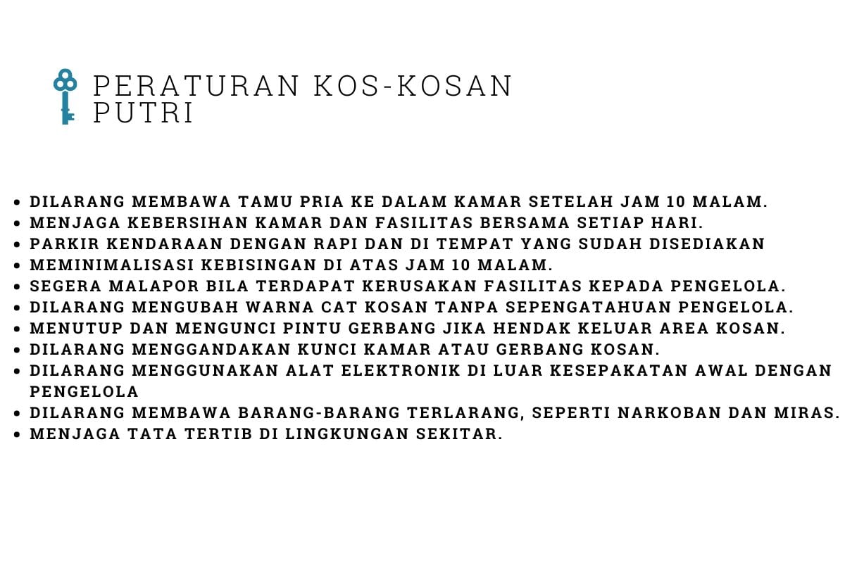 kata kata peraturan kost putri