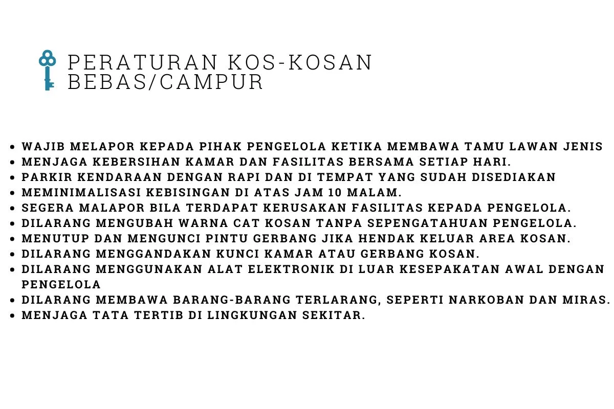 kata kata peraturan kost bebas atau campur