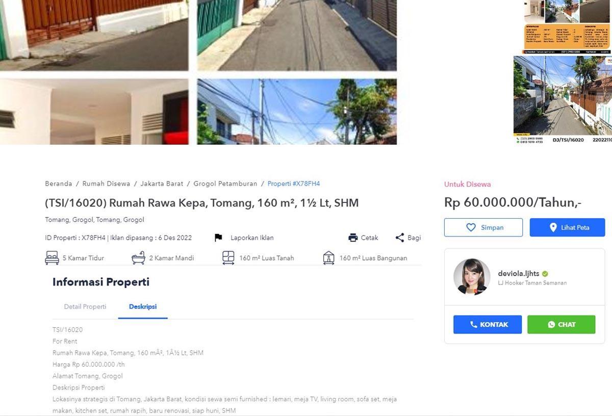 Contoh Iklan Rumah Kontrakan Spesifikasi Lengkap
