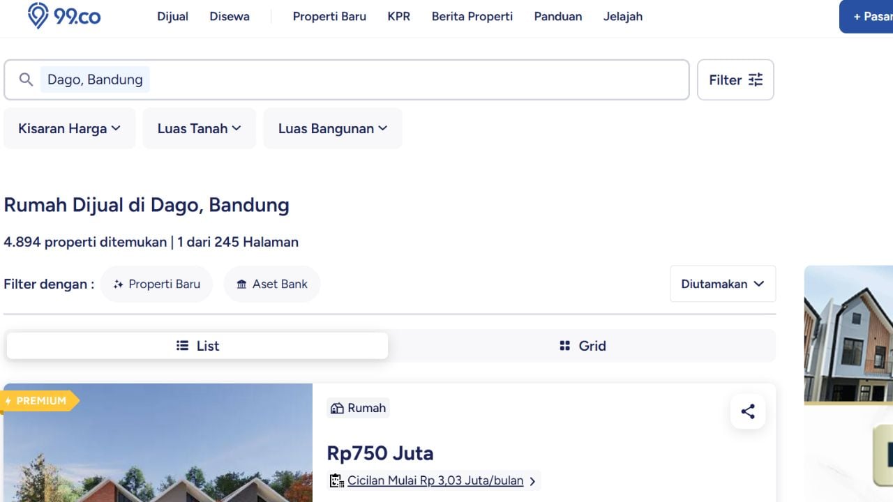 Situs jual beli properti 99.co