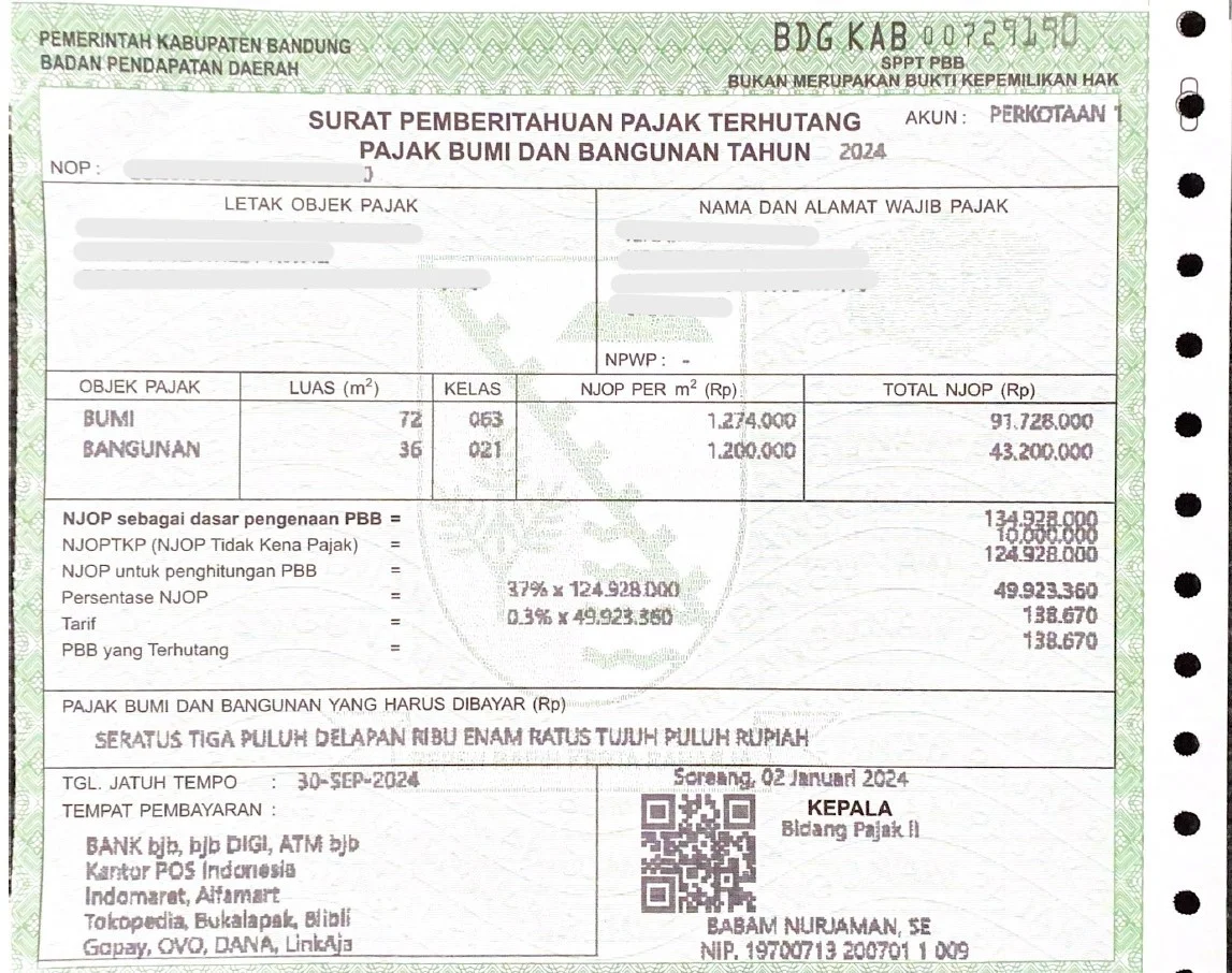 Surat Pajak Bumi dan Bangunan (PBB) - Sinar Mas Land