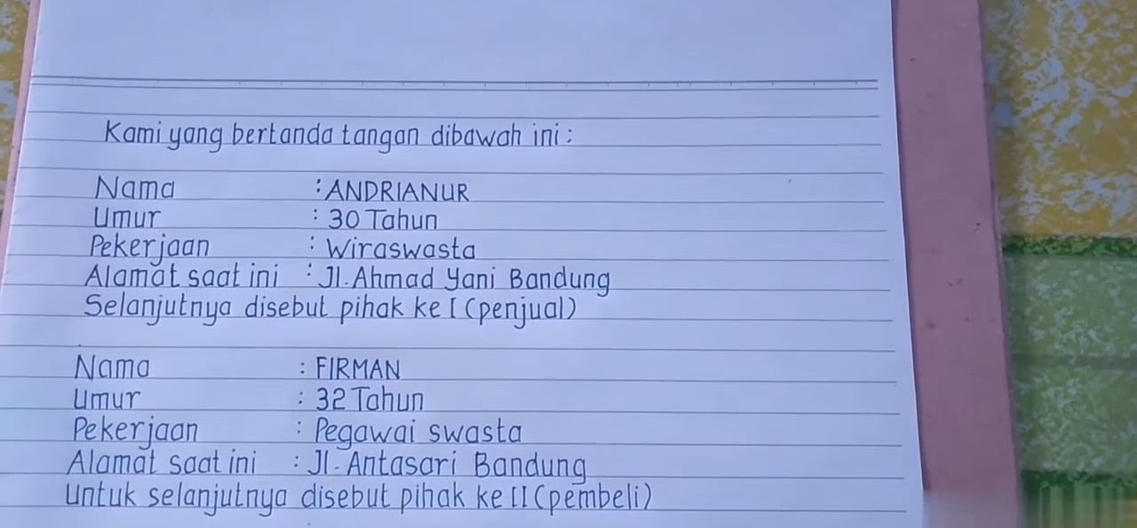 surat jual beli tanah tulis tangan contoh surat jual beli tanah tulis tangan