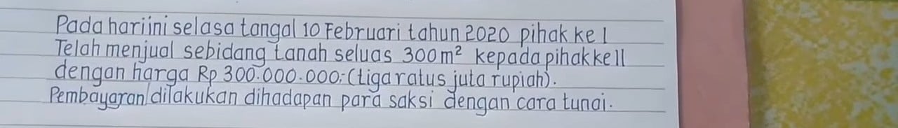 surat jual beli tanah tulis tangan contoh surat jual beli tanah tulis tangan