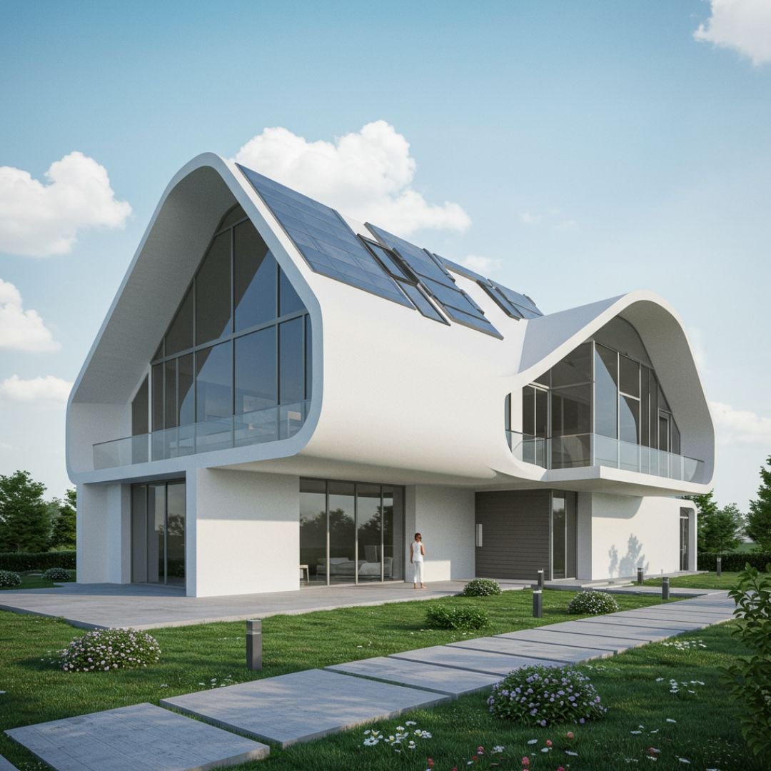 3. Rumah Futuristik dengan Atap Melengkung