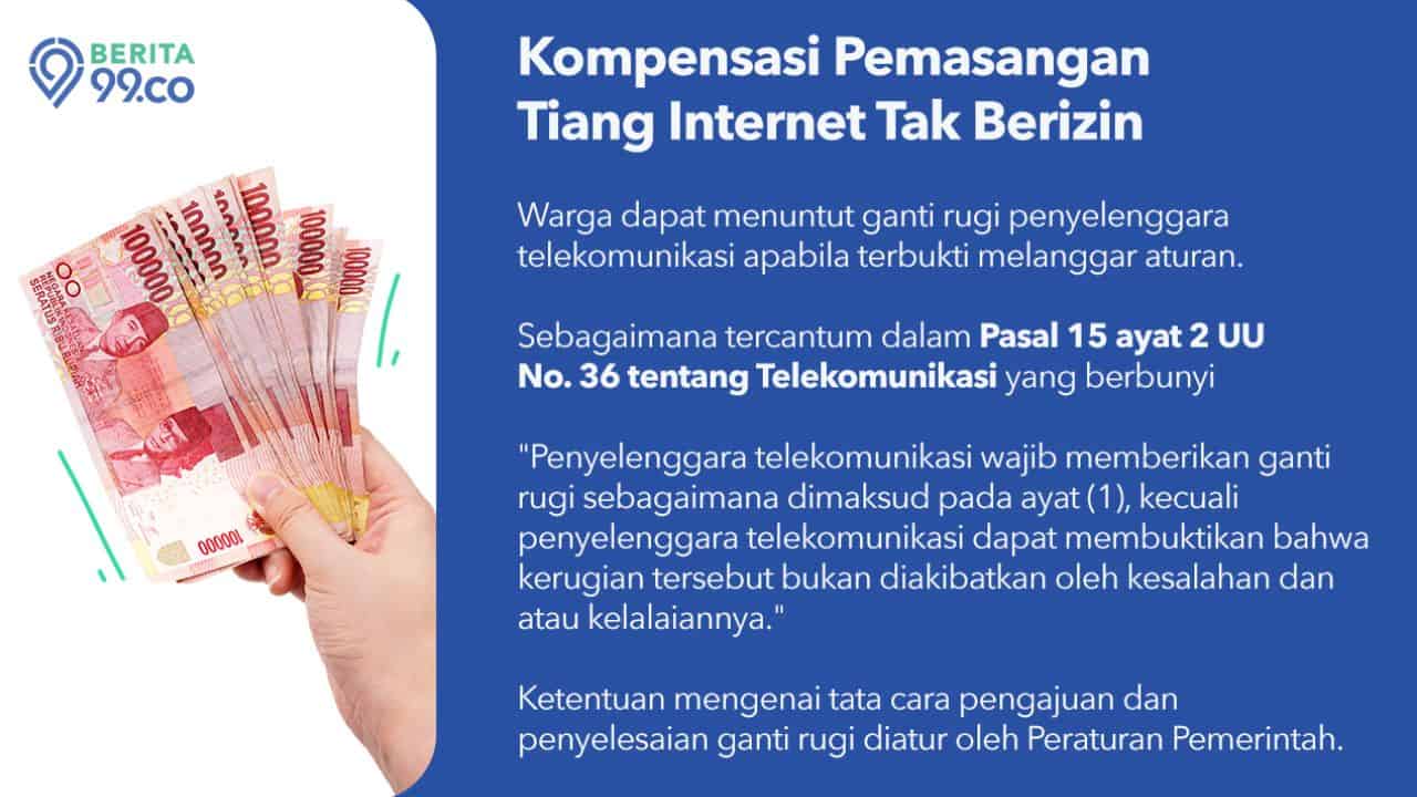 kompensasi pemasangan tiang internet