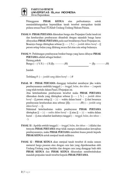 surat perjanjian gadai tanah