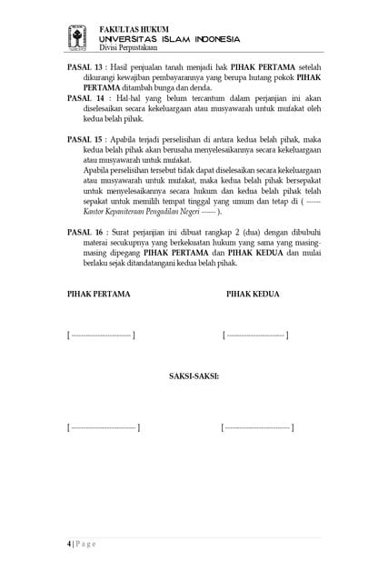 contoh surat gadai tanah bermaterai