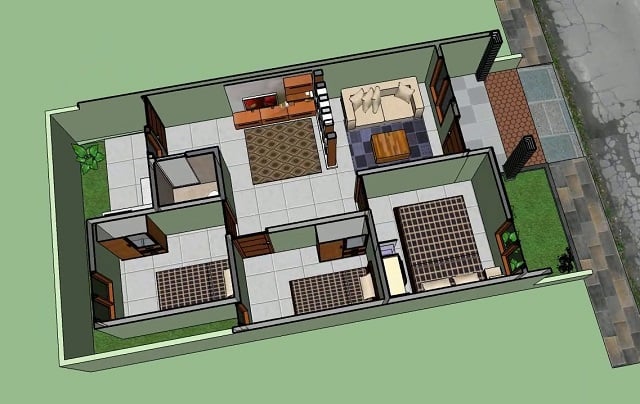 Denah Rumah 6x12 1 Lantai