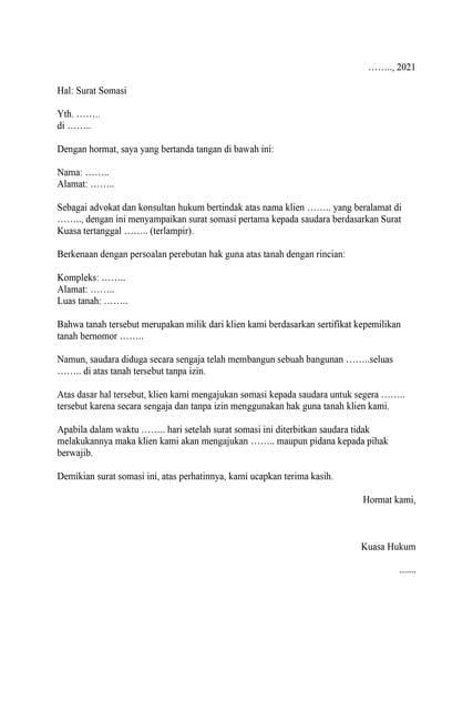 contoh surat penyerobotan tanah