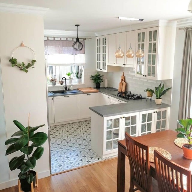 gambar dapur cantik putih mediterania