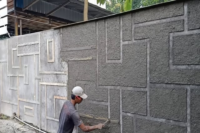 motif plesteran dinding depan rumah