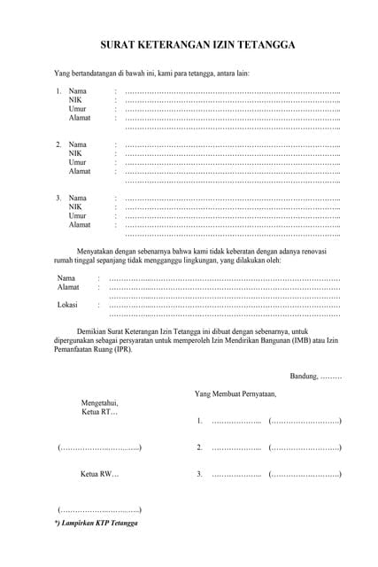 contoh surat izin tetangga untuk renovasi rumah