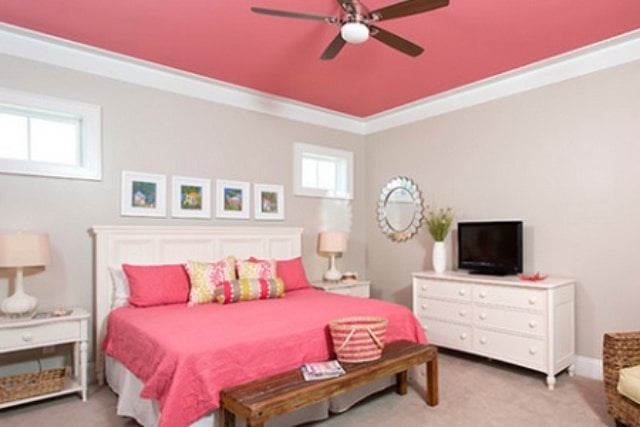 plafon gypsum rata warna rose pink