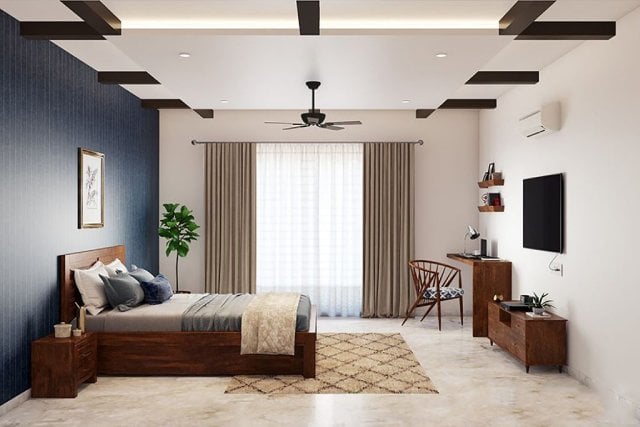 plafon gypsum dengan aksen hitam
