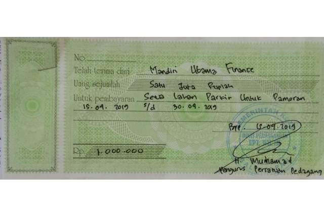 contoh kwitansi sewa lahan parkir sehari
