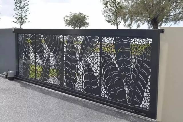 motif pagar cutting laser daun