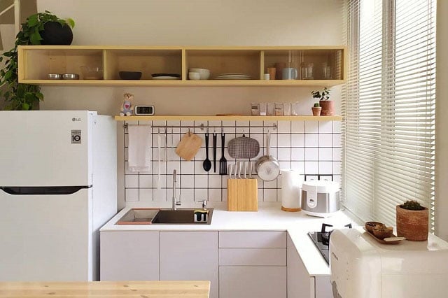 desain dapur minimalis warna putih ala jepang