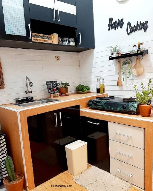 desain dapur rumah type 30 60 hitam kayu