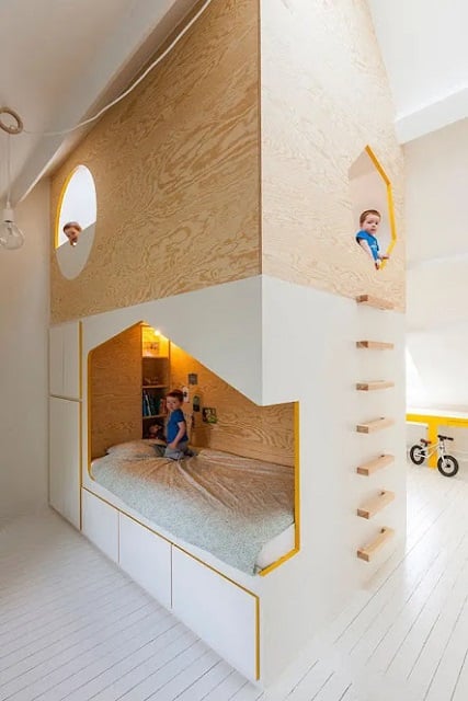 desain kamar tidur dari triplek kuning