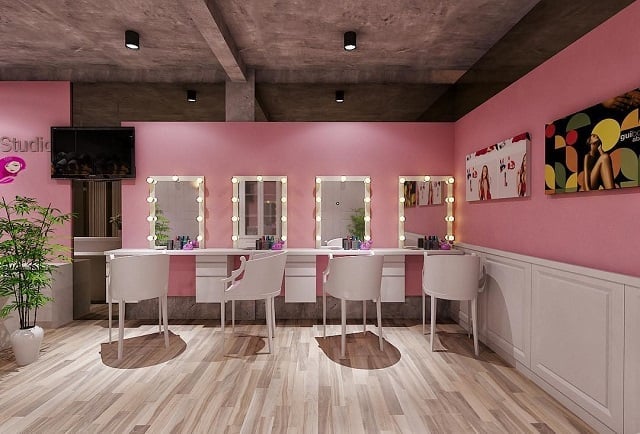 dekorasi salon rumahan pink