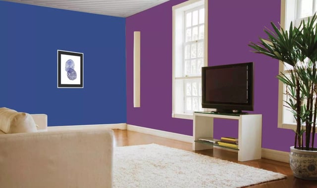 kombinasi cat rumah warna ungu dan biru