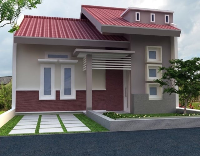 desain rumah pintu utama hadap samping