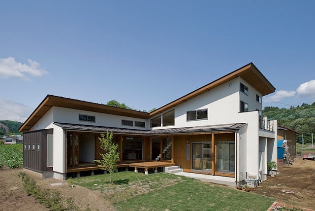 desain rumah leter l sederhana di desa