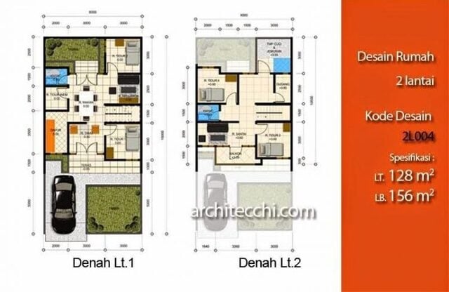 denah rumah 2 lantai 4 kamar tidur mewah