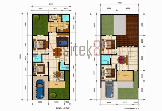 rumah 2 lantai 4 kamar tidur dengan 4 kamar mandi
