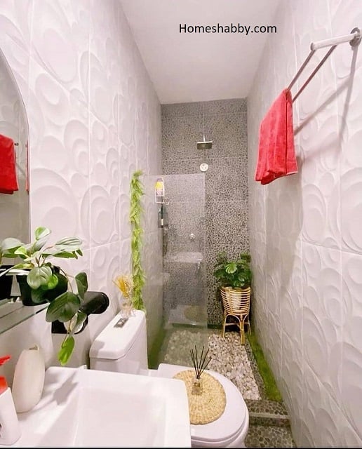 desain kamar mandi memanjang alami