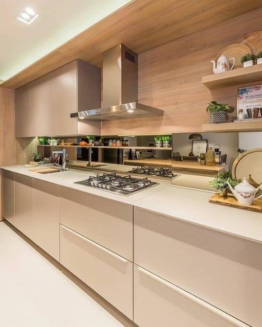 desain dapur krem minimalis