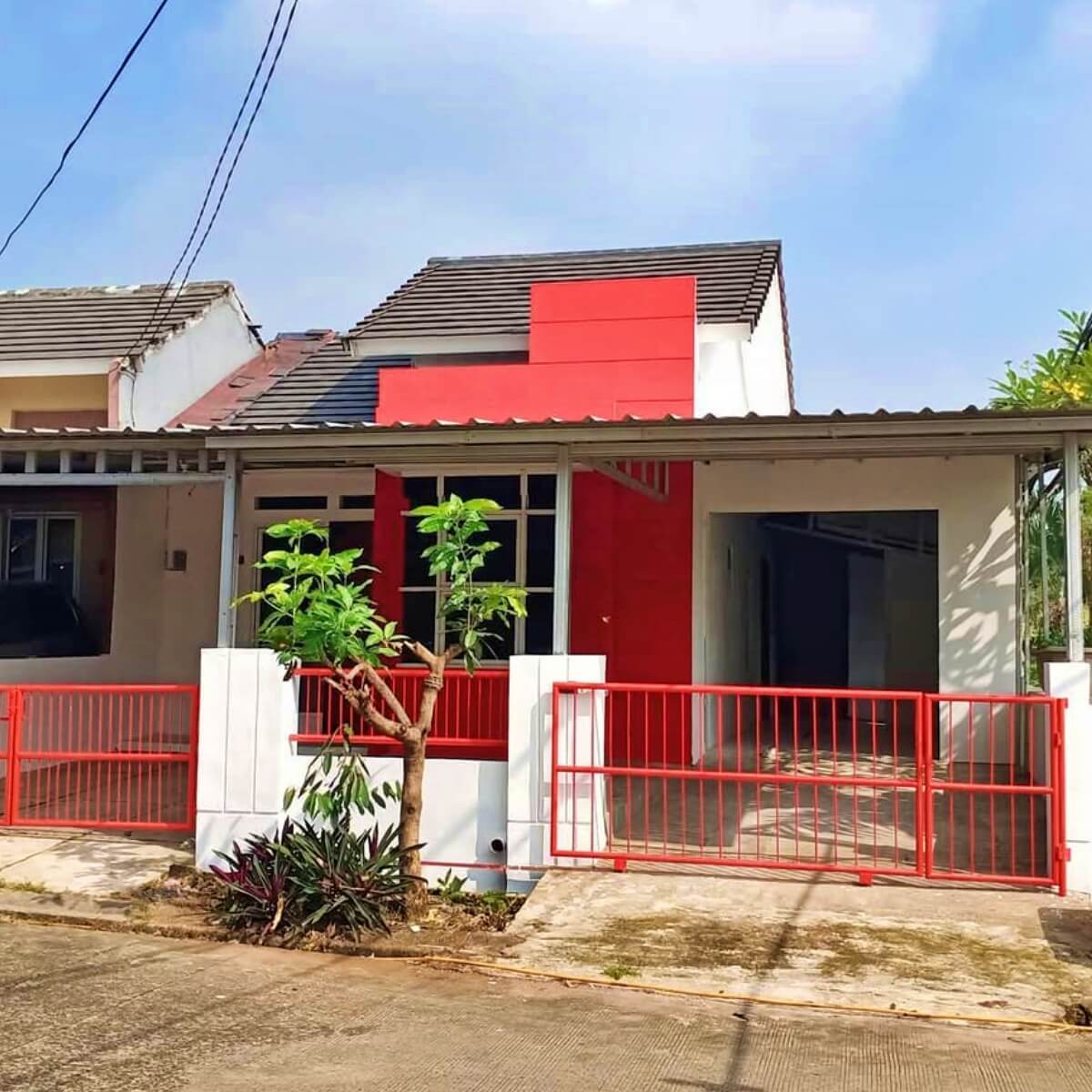 warna cat pagar merah dan putih