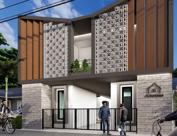 2. Warna Cat Kos-kosan Kombinasi Abu-abu dengan Motif Kayu