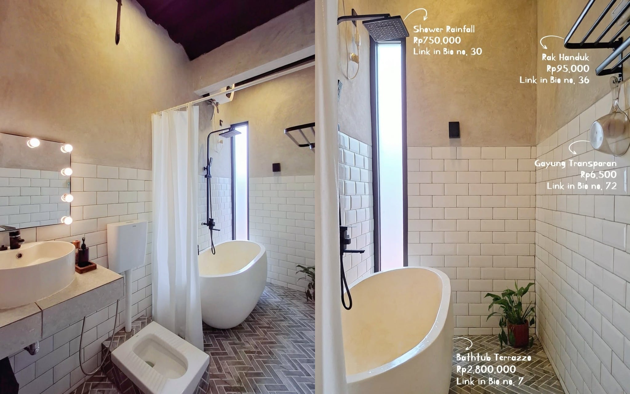desain kamar mandi minimalis kloset jongkok shower bathtub