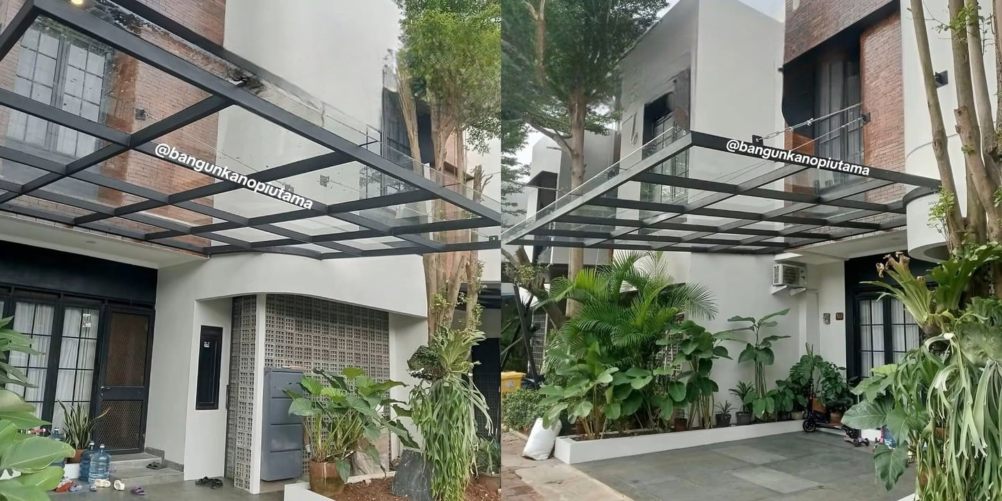 kanopi kaca tanpa tiang