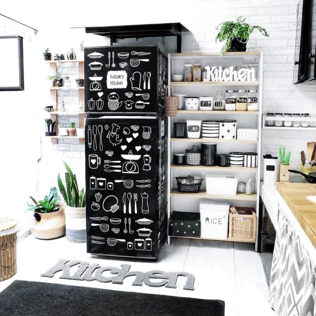 stiker kulkas 2 pintu full body gambar peralatan memasak