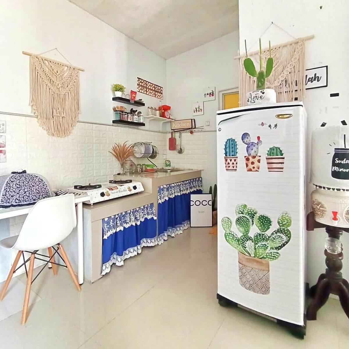 stiker kulkas 1 pintu motif kaktus