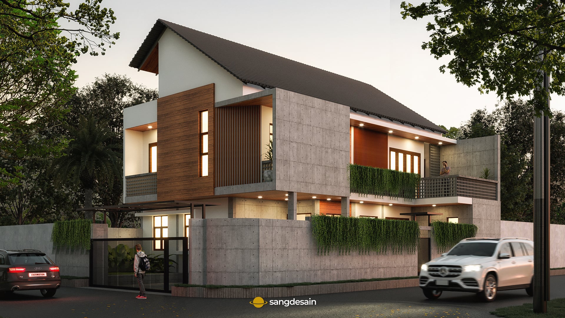 5. Desain Rumah Jepang 2 Lantai Bergaya Mewah