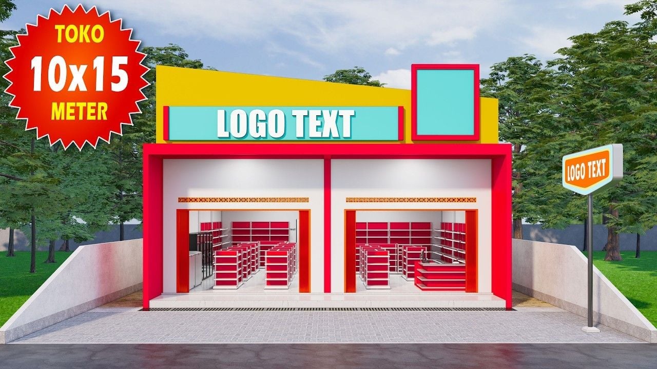 2. Warna Cat Toko Sembako Putih dan Merah