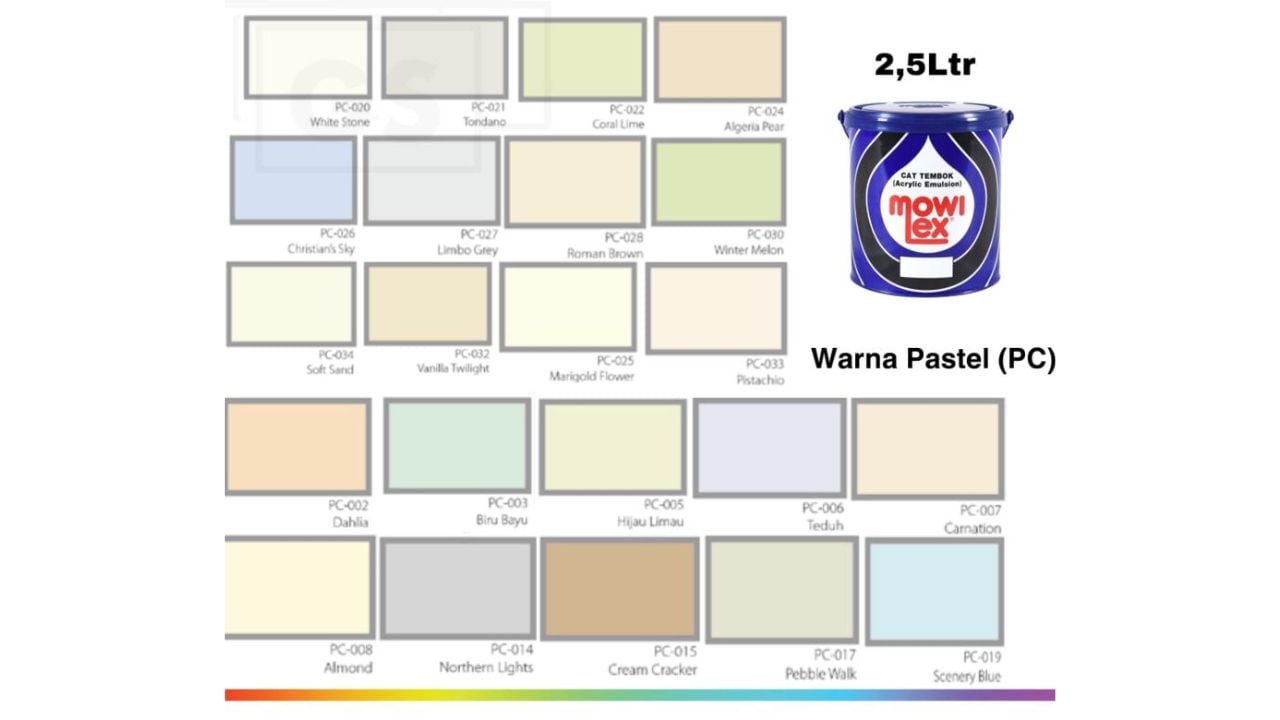 1. Mowilex Emulsion Warna Pastel Seri (PC)