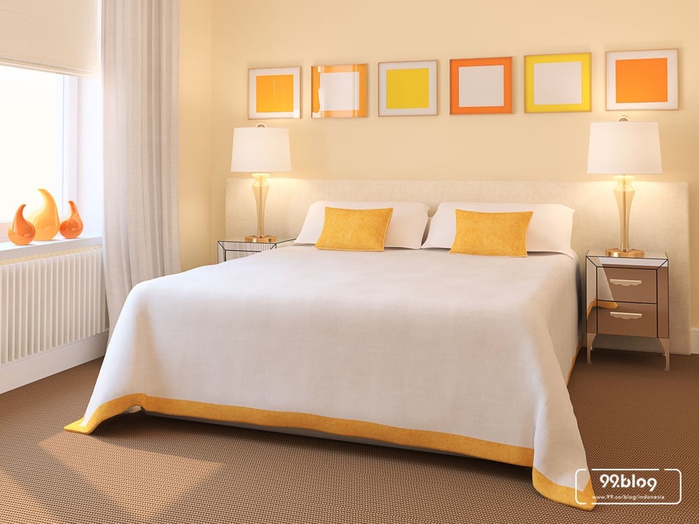 warna cat kamar tidur oranye