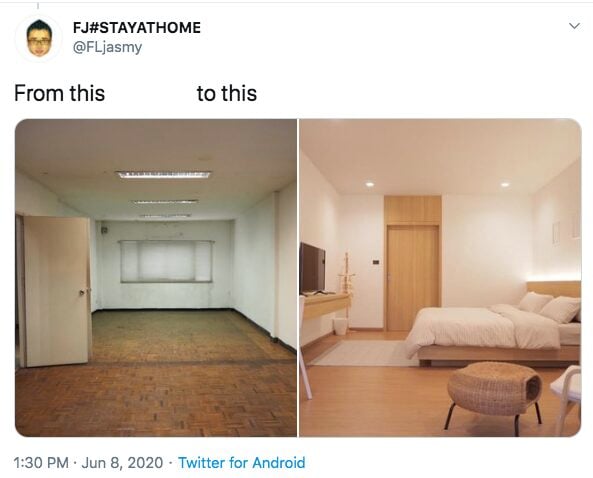 kamar tidur denga interior kayu