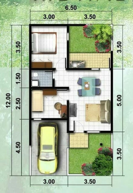 Rumah 1 Lantai Ukuran 7x12 Meter
