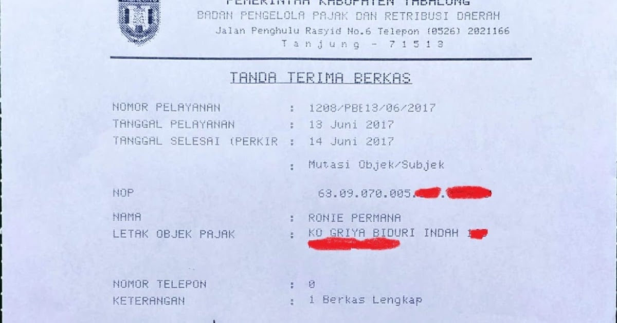 syarat balik nama pbb