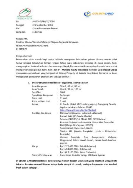 surat penawaran pada perusahaan