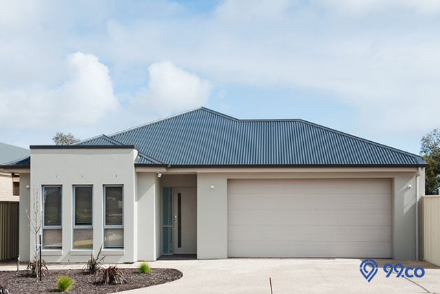rumah modern minimalis atap biru