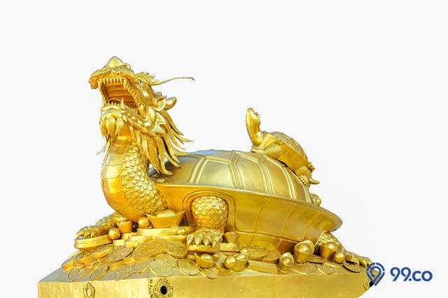 patung feng shui kura kura naga