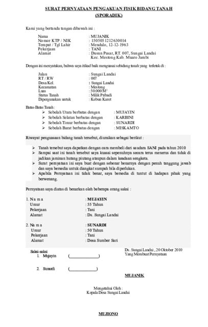 contoh surat sporadik sungai landai