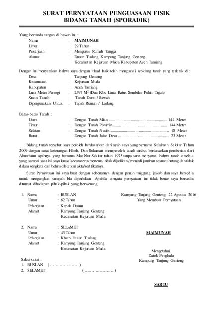 contoh surat sporadik tanjung genteng
